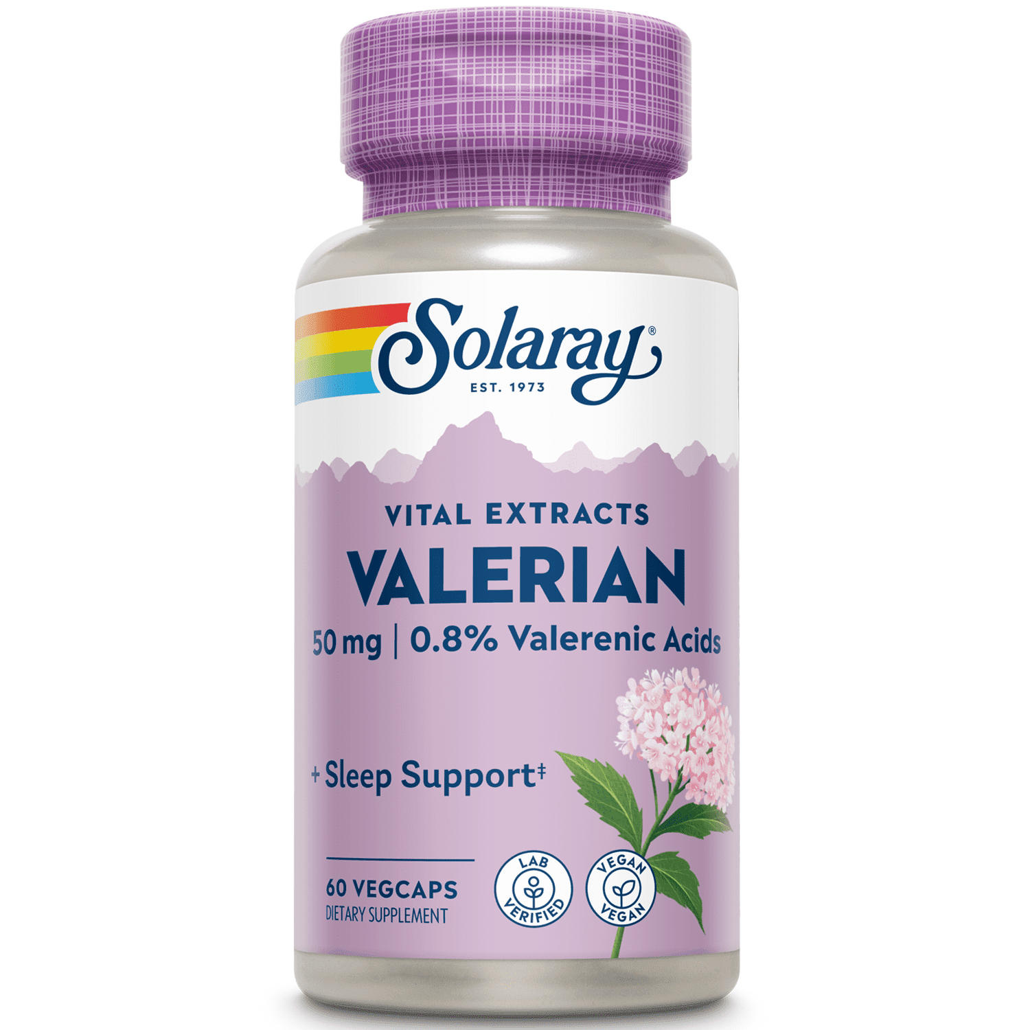 Solaray Valerian Root Extract 50 mg | Relaxation Support for a Healthy Sleep Cycle | 0.8% Valerenic Acids | 60 CT