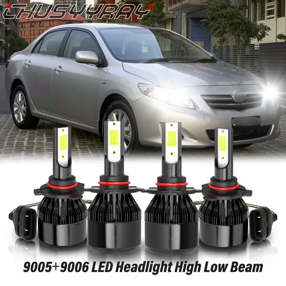Fit for Toyota Corolla 2005 2006 2007 2008 4x LED Headlight High Low Beam Bulbs Kit 6000K White