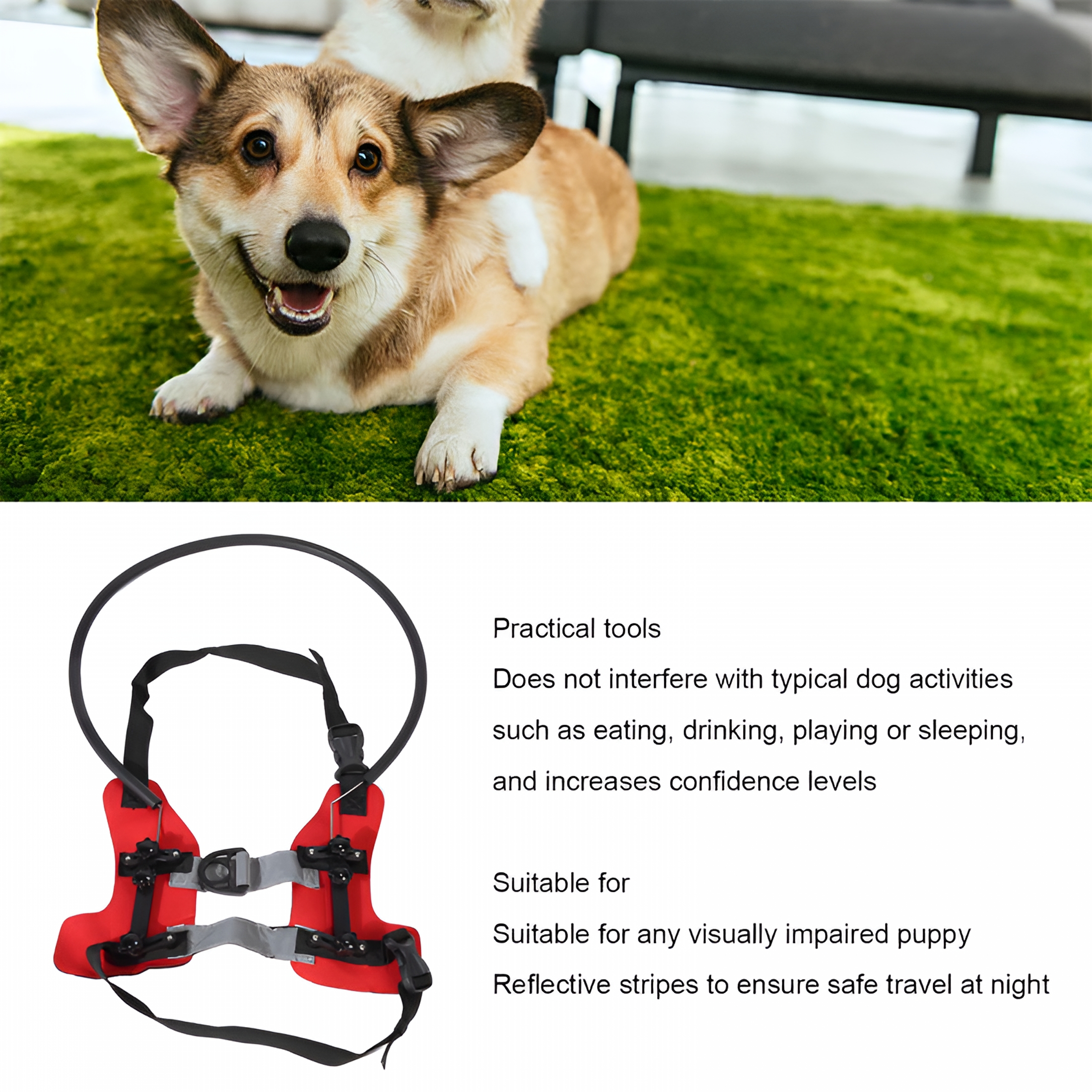 GASTROPOD 2026 New Blind Dog Halos Adjustable Wear Resistant Blind Dog Harness Guiding Device Ring Bumper Collar for Dogs Cats Pets S