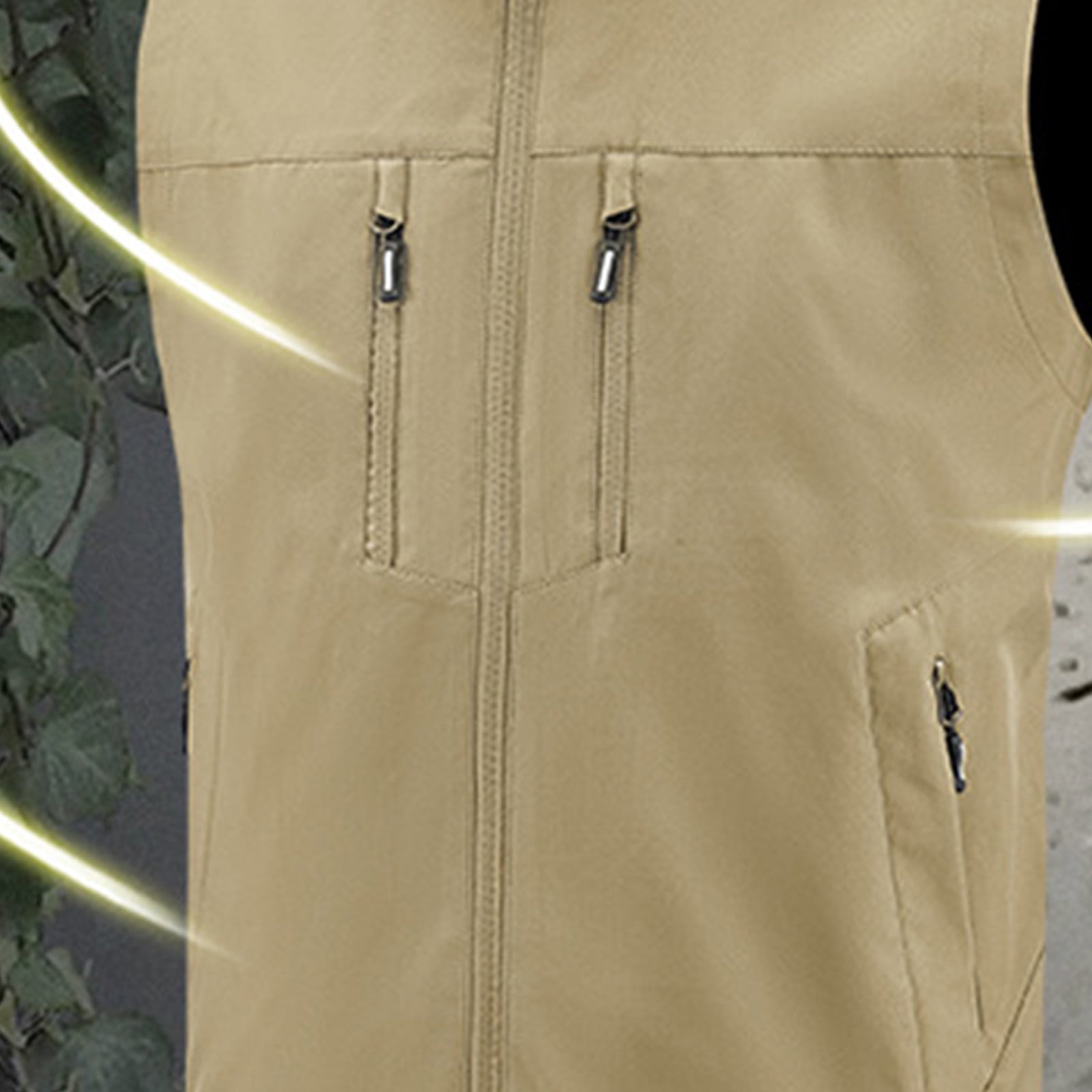 Arnsht Men's Summer Plus Size Lightweight Golf Vest Outerwear with Pockets Softshell Sleeveless Vest for Running Hiking Sports Yellow L