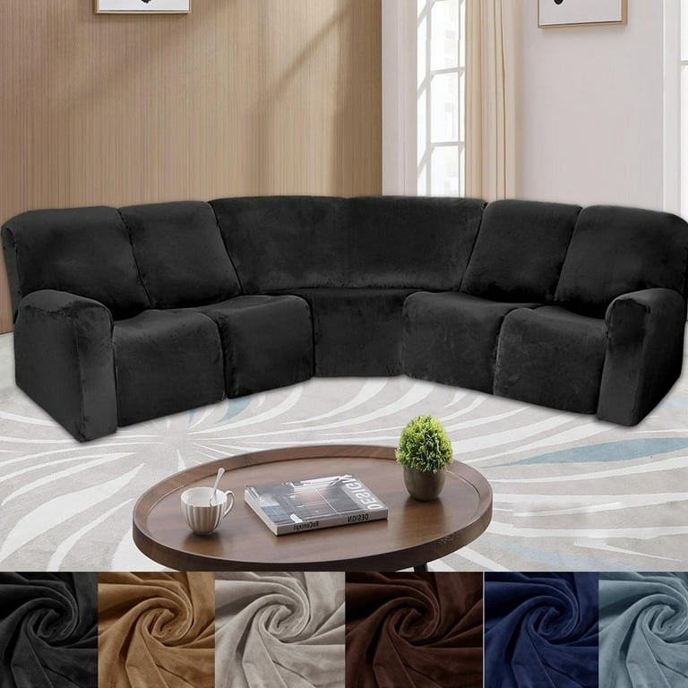 Velvet Stretch 5 Seater Recliner Corner Sofa Slipcovers Stretch