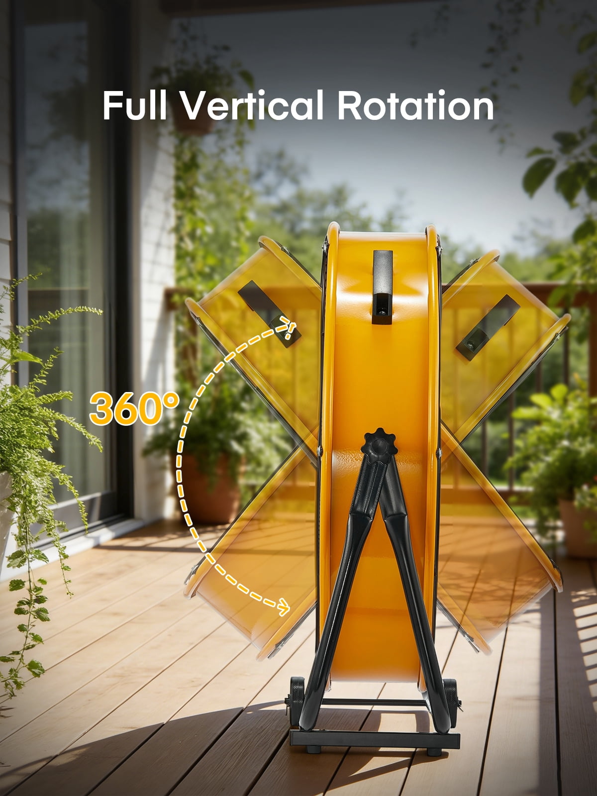 FOHERE 24 Inch High Velocity Industrial Drum Fan, 8500 CFM Heavy Duty Metal Floor Fan with Wheels, 360° Tilt 3-Speed Shop Fan, Portable Barn Fan with Wide Handle for Warehouse, Garage, Factory, Gym
