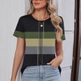 thumbnail image 4 of Camisetas Casuales de las Mujeres Estampadas Cuello Tripulado Manga Corta Superior, Ligera Mezcla de Poliéster Blusa de Moda, 4 of 4