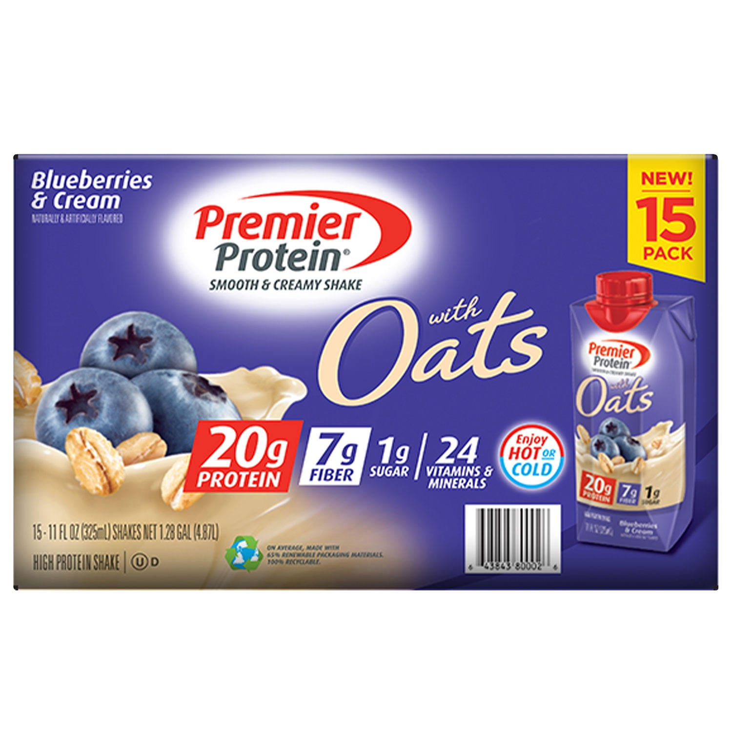 Premier Protein 20g Protein with Oats, Blueberries and Cream, 11 Fl Oz
