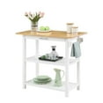 thumbnail image 3 of Pemberly Row 3-Tier Butcher Block Kitchen Prep Island with Drawer- White Wood, 3 of 10