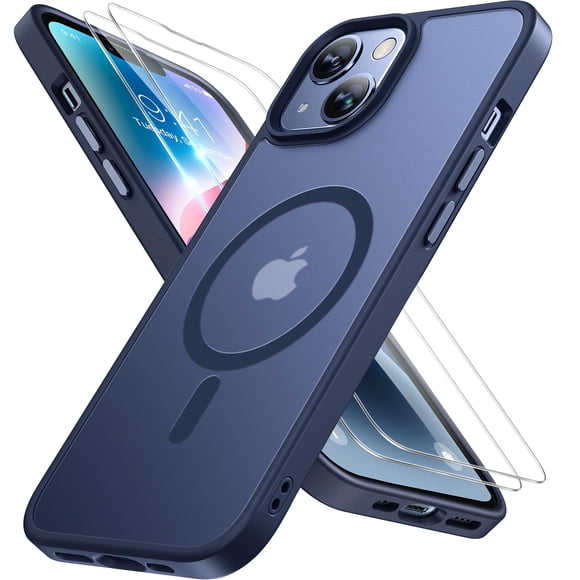 Funda para teléfono Miracase Magnetic Series para iPhone 14, color azul oscuro