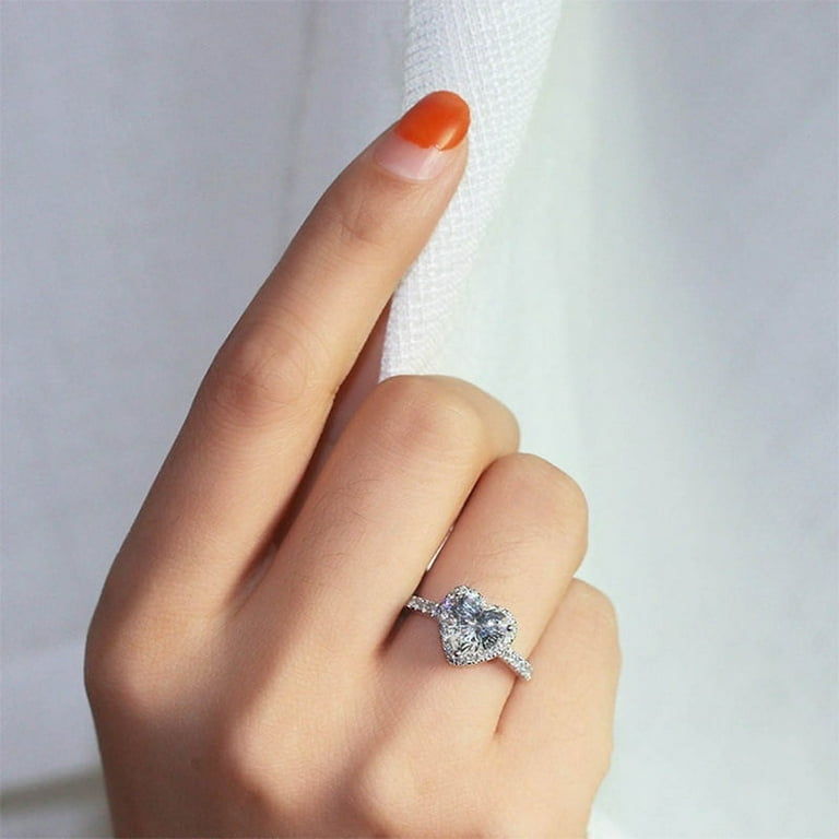 Women Love For Charm Ring Finger Heart Engagement Cubic Shaped Jewelry Wedding Rings Gift Crystal Yaoping Zircon