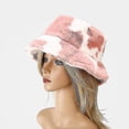 thumbnail image 2 of Winter And Autumn Thickened Warm Female Fisherman Hat Cute Cow Pattern Color Plush Female Hat Wool Fleece Fisherman Hat (pink), 2 of 3