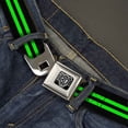 thumbnail image 2 of Buckle-Down Belt, Seatbelt Buckle Belt, Stripe Black Green, 30 to 44 Inches, 2 of 9