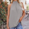 thumbnail image 5 of Tank Tops for Women Plus Size Sleeveless Turtleneck Causal Solid Summer Blouse, 5 of 6