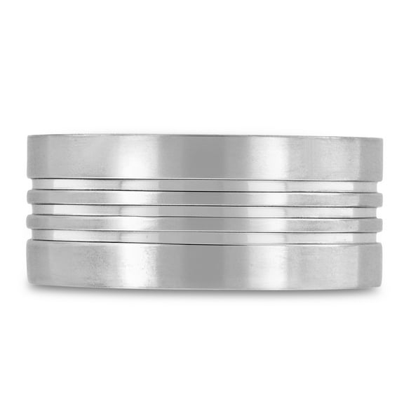 SuperJeweler Mens 9mm Grooved Titanium Ring Wedding Band, Size 11 for Men