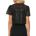 thumbnail image 3 of INSPIRE CHIC Bolero Shrug for Women's Metallic Glitter Star Short Sleeve Party Crop Open Front Cardigan XS Black, 3 of 6