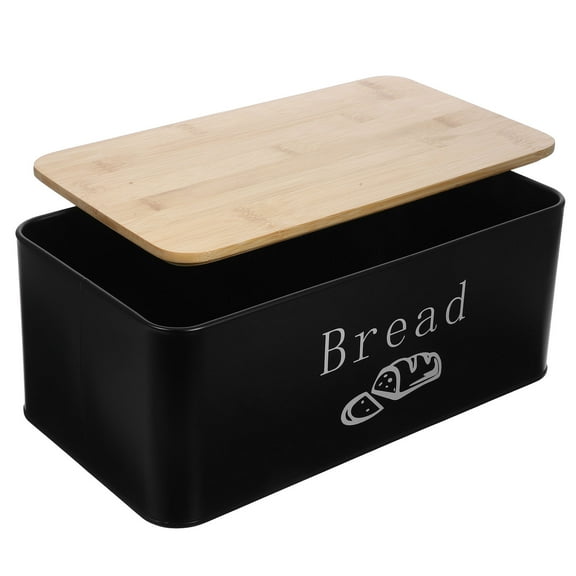 SEWCHICS Bakery Bread Storage Bin with Bamboo Lid Carbon Steel - and Moisture- 1Pcs