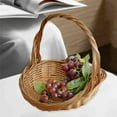 thumbnail image 1 of Cesta tejida, cesta pastoral, portátil, con asa, decoración rústica, cesta de flores, cesta de mimbre para picnic para viajes al parque 30cmx24cmx25cm, 1 of 8