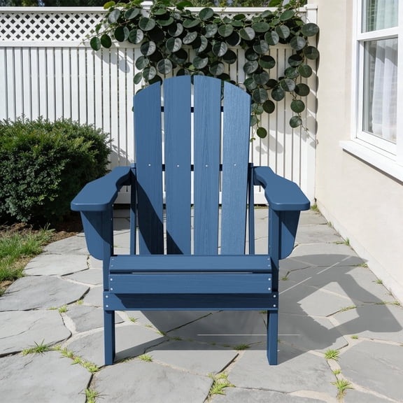 LOYALICE Outdoor Patio Chair, HDPE Plastic Adirondack Chair, Navy Blue