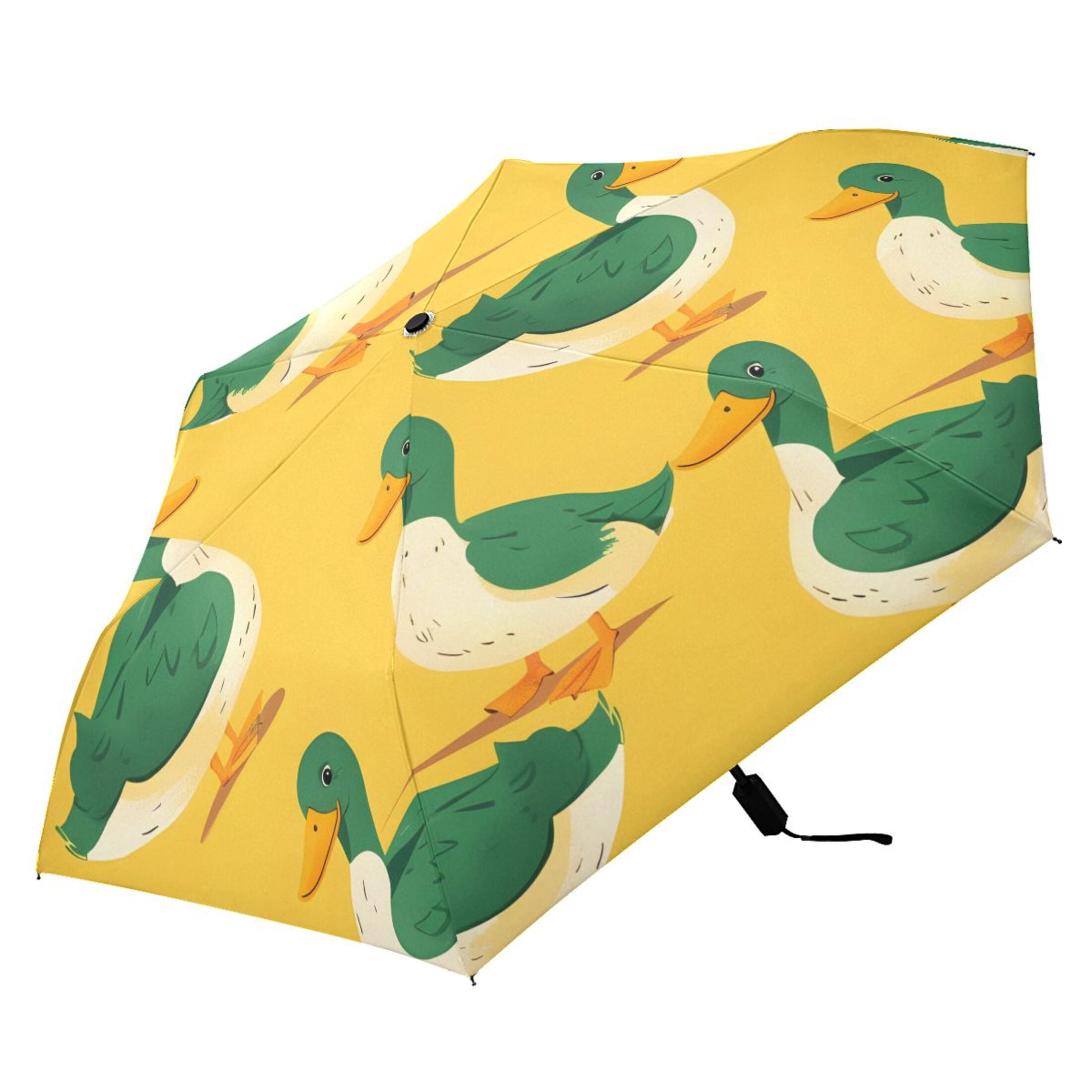Cartoon Happy Duck Compact Sun Umbrella Windproof Travel Umbrellas for Rain Strong Portable UV Protection