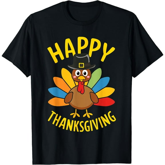 Happy Thanksgiving Shirt Men Women Kids Family Turkey Day T-Shirt,Top Tees,Black