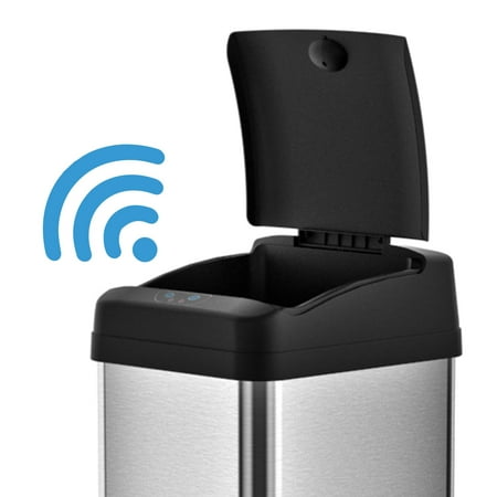 itouchless square touchless 13-gallon trash can mx, stainless itouchless square touchless 13-gallon trash can mx, stainless