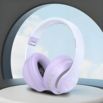 Bluetooth Headphones Over Ear, 65H Playtime and 6 EQ Music Modes Wireless Headphones with Microphone, HiFi Stereo Foldable Lightweight Headset, Deep Bass for Home Office Cellphone PC Ect. - Purple