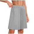 thumbnail image 3 of Swuxness Men Half Short Sweatpants Solid Color Drawstring Pocket Sports Running Casual, 3 of 5
