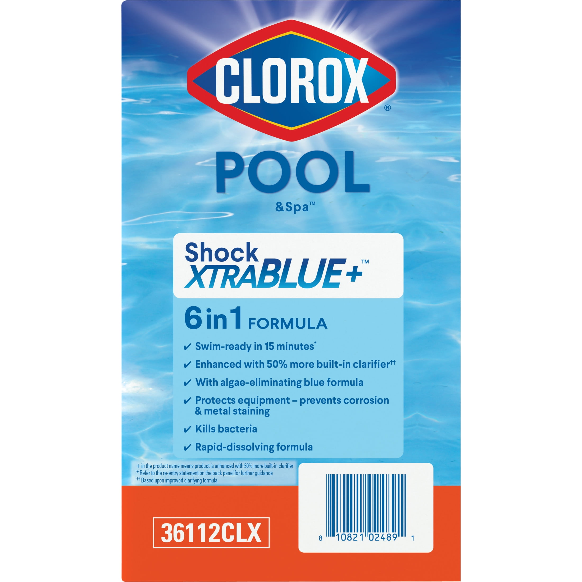 Clorox® Pool&Spa Swimming Pool Shock XTRABLUE® Plus™ Granules, Kills Bacteria & Algae in Swimming Pools, Swim-Ready in 15 Minutes, (12-Pack)