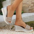 thumbnail image 4 of HomeDM Wedge Flatform Sandals for Women Summer Comfort Open Toe Slip-On Summer Beach Slides Sandals, Silver Size 9.5, 4 of 9