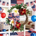 thumbnail image 6 of Ouuluon 4th of July Patriotic Wreath Flag Sunflower Peony Artificial Flower Wreath, Red White Blue Wall Decor for Independence Day Wall Porch Decor, 6 of 7
