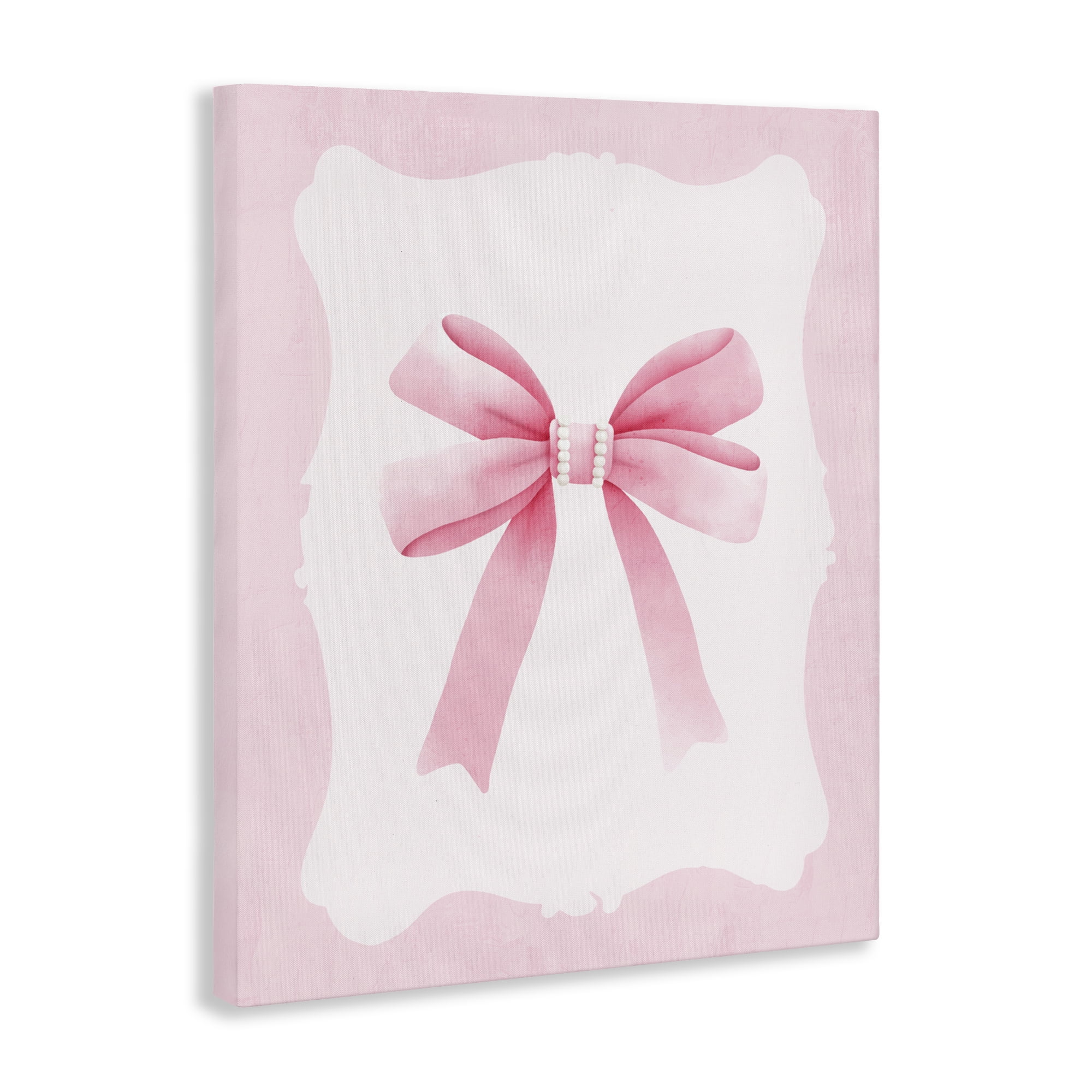 Stupell Industries Feminine Bow with Pearls Canvas Wall Art, design by Kim Allen