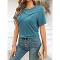 thumbnail image 7 of Womens Tops Short Sleeve Summer Tops For Women Casual Pleated Round Neck Business Womens T Shirts, 7 of 7