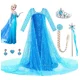 thumbnail image 1 of Vestido De Princesa Elsa Para Niñas, Vestidos De Frozen De Fiesta Disfraz, Disfraces Para Halloween, Carnaval, Fiesta De Nieve, Cumpleaños, Cosplay, 1 of 5
