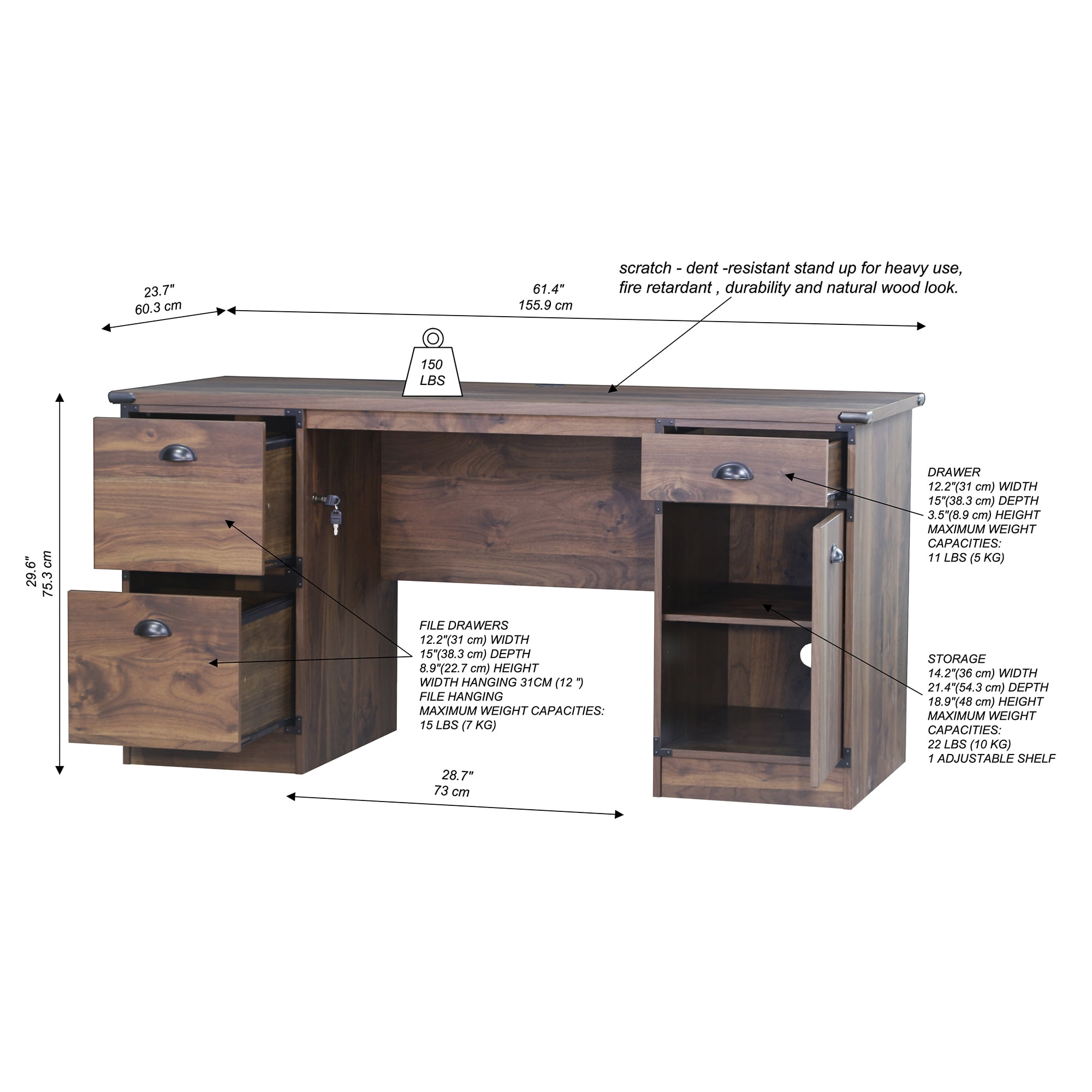 Saint Birch Brunei Wood Executive Desks Dark Walnut