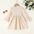 thumbnail image 2 of Happy Town Toddler Girls Fall Winter A‑Line Long Sleeve Dress Bow Ruffle Cuffs Party Dress for Little Kids, 2 of 7