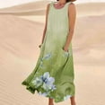 thumbnail image 2 of Birdeem Robe d'Été Aguichant pour Femmes Robe Longue Imprimée Sans Manches et en Lin Col Rond Robe d'Été Longue pour Femmes, 2 of 4