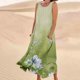 thumbnail image 2 of Vestido de Verano para las Mujeres sin Mangas Lino-Look Impreso Maxi, Suelto Fluido Y Vestido Sexy de Moda para las Mujeres, 2 of 4