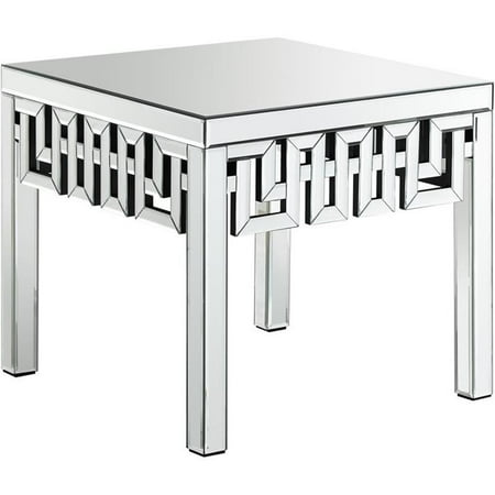 Pemberly Row Contemporary Mirrored Geometric Designed End Table