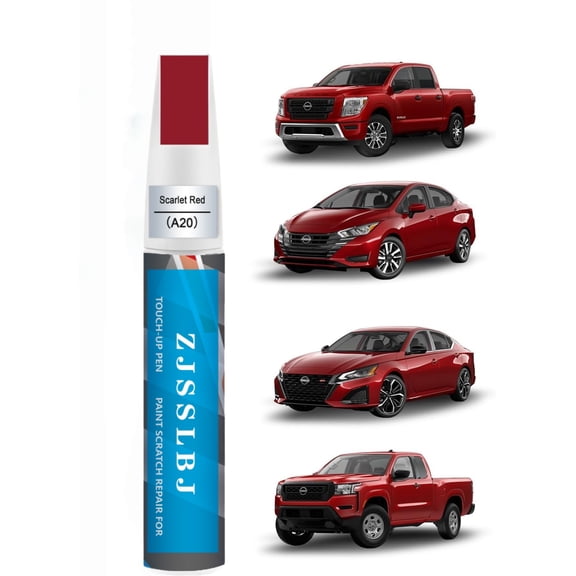 Scarlet Red(A20) for Nissan Touch Up Paint Pen, 2 in 1 Car Scratch Remover with Pen Tip and Brush, Precise Color Match for Car Paint Scratch Repair