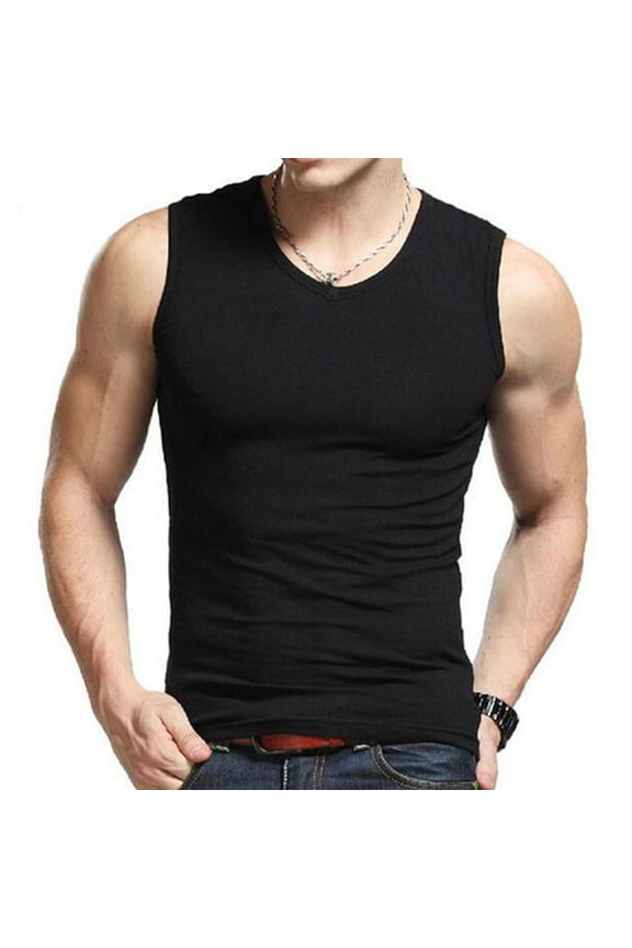 Sleeveless Round Neck Vest Fit Fitness Tank Undershirt