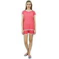 thumbnail image 2 of Bimba Womens Peach Buttondown Lace Pj Set Rayon Night Shirt Shorts Set Dress-22, 2 of 8