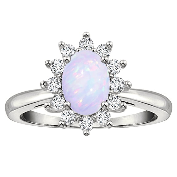 Star K � Classic Oval 7x5 Lady Diana Halo Genuine Opal Ring