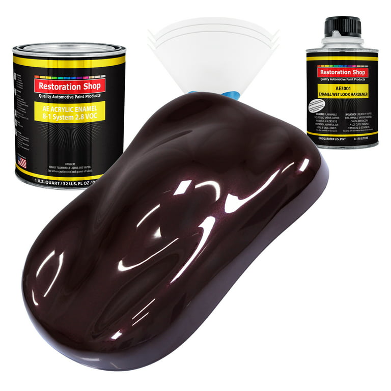 Restoration Shop - Black Cherry Pearl Acrylic Enamel Auto Paint - Complete  Quart Paint Kit - Single Stage High Gloss 