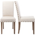 thumbnail image 4 of Snugway Handcraft Linen Solid Wood Parson Chair,Dining Chair,Set of 2,Beige, 4 of 10