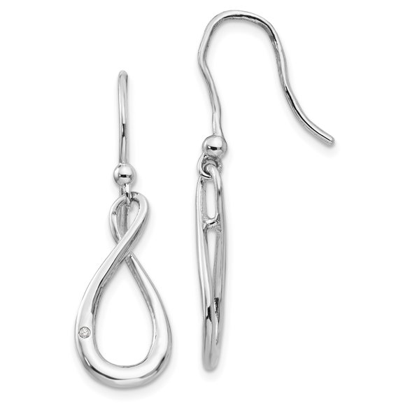 White Ice Sterling Silver Diamond Shepherd Hook Dangle Earrings Sterling Silver Earrings
