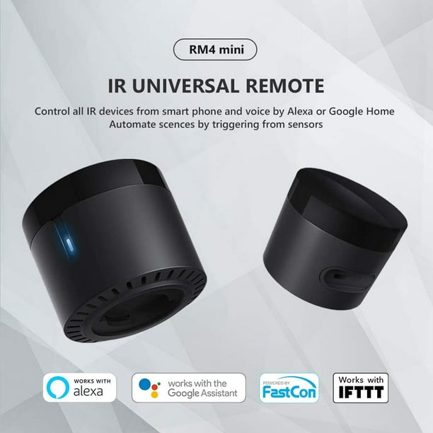 BroadLink RM4mini Smart Remote Hub with Sensor Cable -WiFi IR Blaster for  TV Remote, Smart AC Controller, Works with Alexa/Google Home/IFTTT