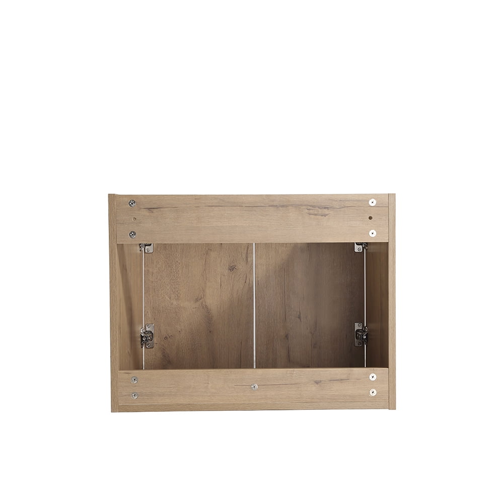 Kepooman 2 Doors Floating Wall Mounted Bathroom Vanity with Sink for Bathroom, Imitative Oak, 24 in x 18 in
