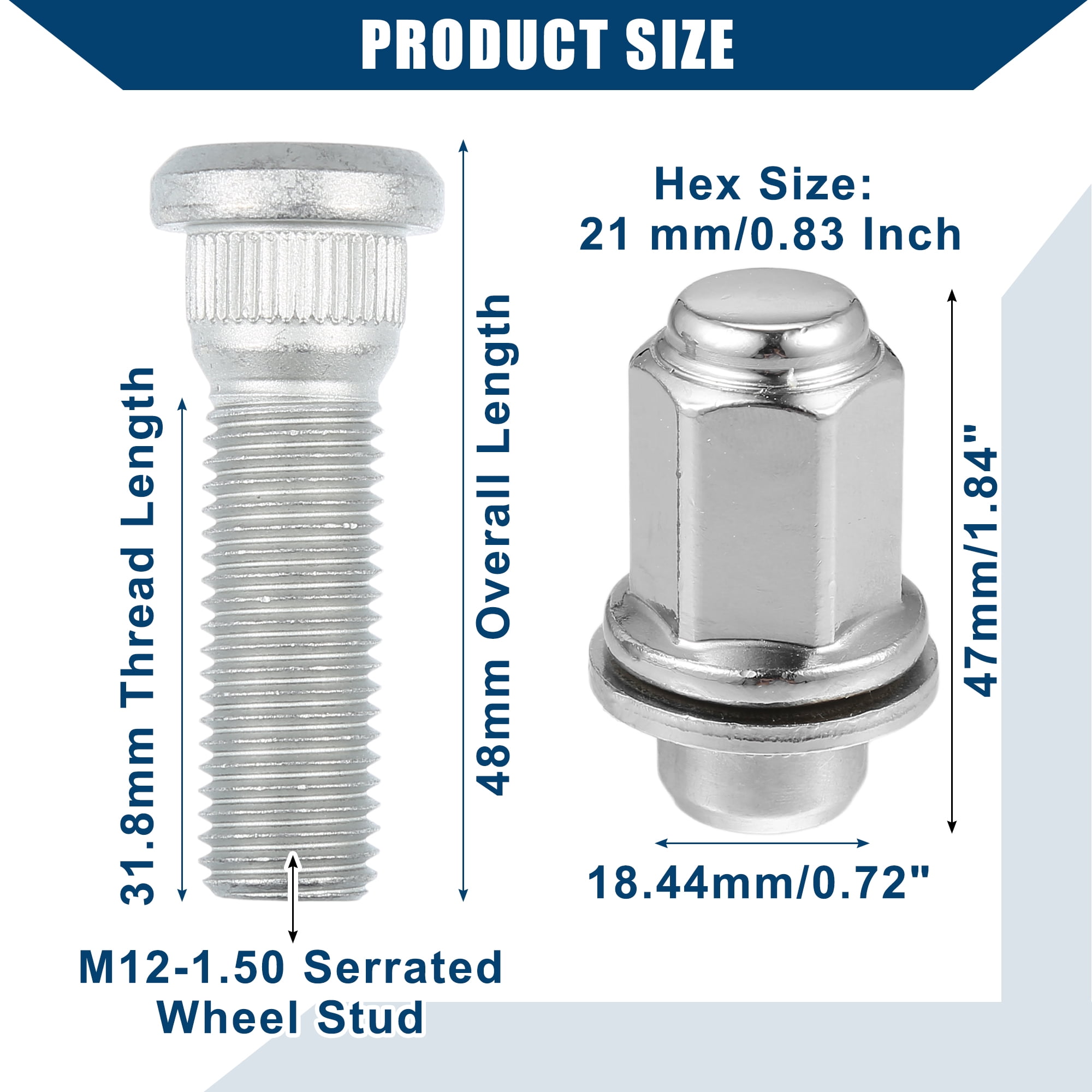 Unique Bargains M12-1.5 Wheel Stud Bolts for Toyota for Scion / Alloy Steel