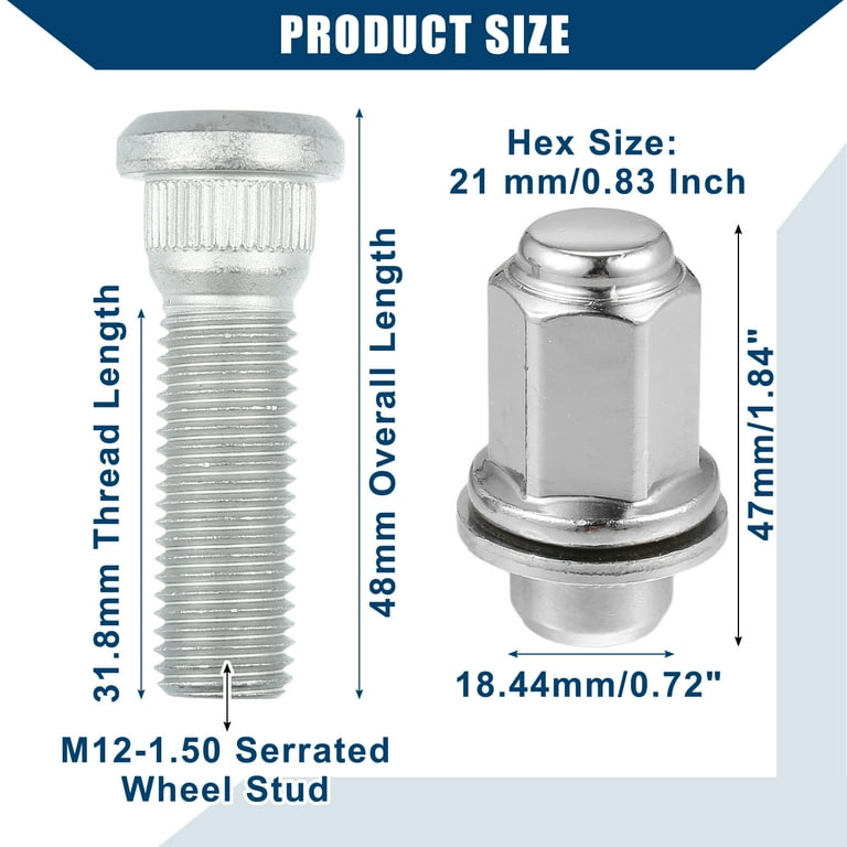 Unique Bargains 1 Set No.90942-01058/90942-02049 Wheel Stud Bolts