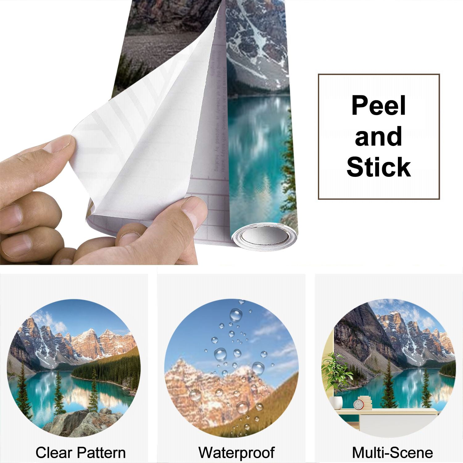 Peel and Stick Wallpaper Moraine Lake sunrise June National Park Canada Modern Art Wall Mural Decor Self Adhesive and Removable 69in x 98in