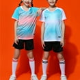 thumbnail image 5 of Alvivi Youth Basketball Jersey Outfits Kids Boy Girl T-Shirts with Shorts for School PE Training Light Blue 11-12, 5 of 7