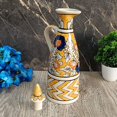 thumbnail image 2 of India Meets India Ceramic Bottle/Jug/Jar/Oil Dispenser [Yellow] Ceramic Storage Bottle for Oil, Vinegar, Sauces, Ketchups, Ceramic Bottle w/ Lid, 25 OZ (750 ML), 2 of 5