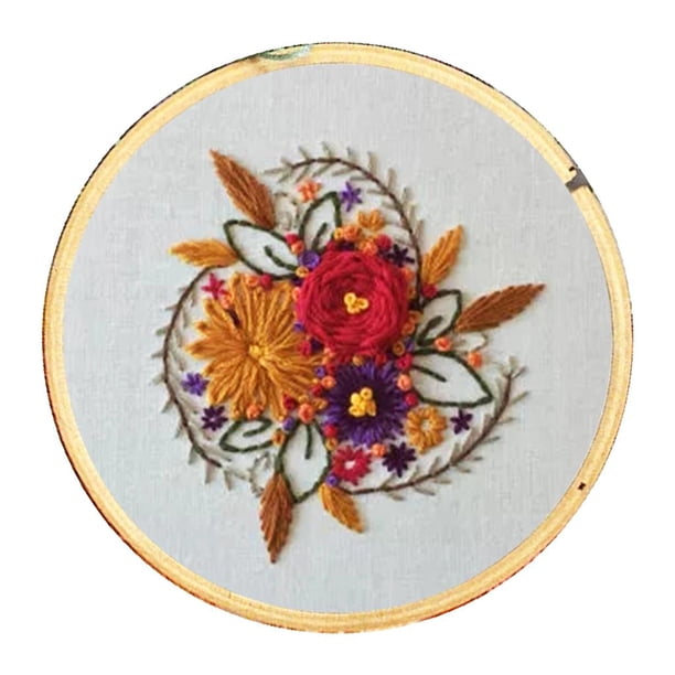 Kit de bordado DIY, kit de inicio de bordado hecho a mano para adultos principiantes Flor naranja